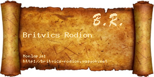 Britvics Rodion névjegykártya